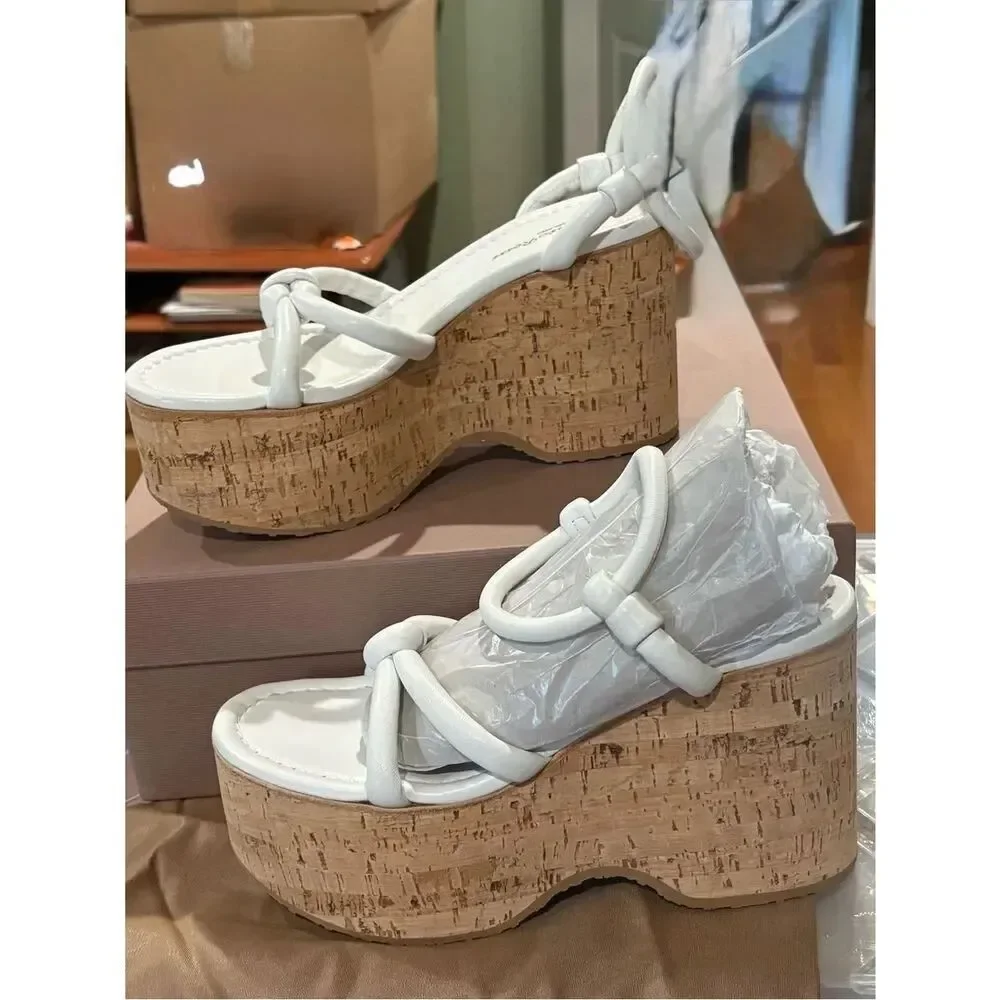 GIANVITO ROSSI Alma knotted leather platform sandals